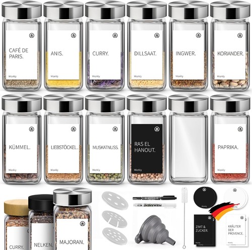 Gewürzgläser eckig 120ml - gewürzgläser,